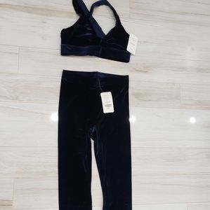 Fabletics velvet navy blue workout set Sz L NWT